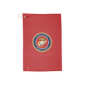US Marine Corps Emblem Golf Towel — Red Waffle Weave with Grommet